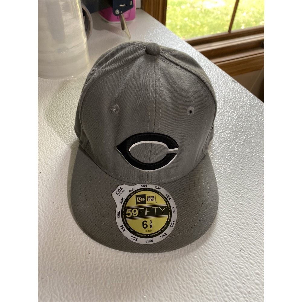 New Era 59FIFTY Cincinnati Reds Kids Fitted Hat Grey Size 6 3/8 MLB Baseball Cap
